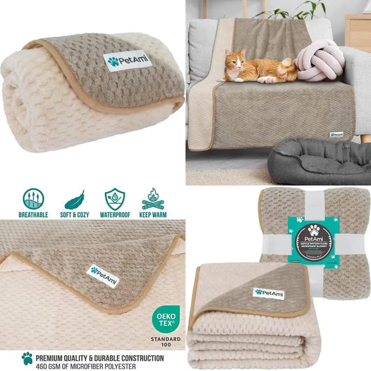 Waterproof Dog Blanket Fleece Pet Throw Sofa Cover Guard