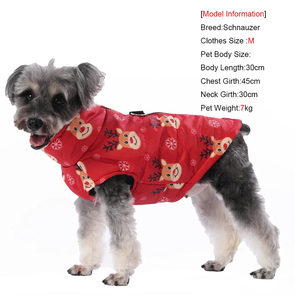Winter Christmas Dog Costume With D Ring Snowman Print Dogs