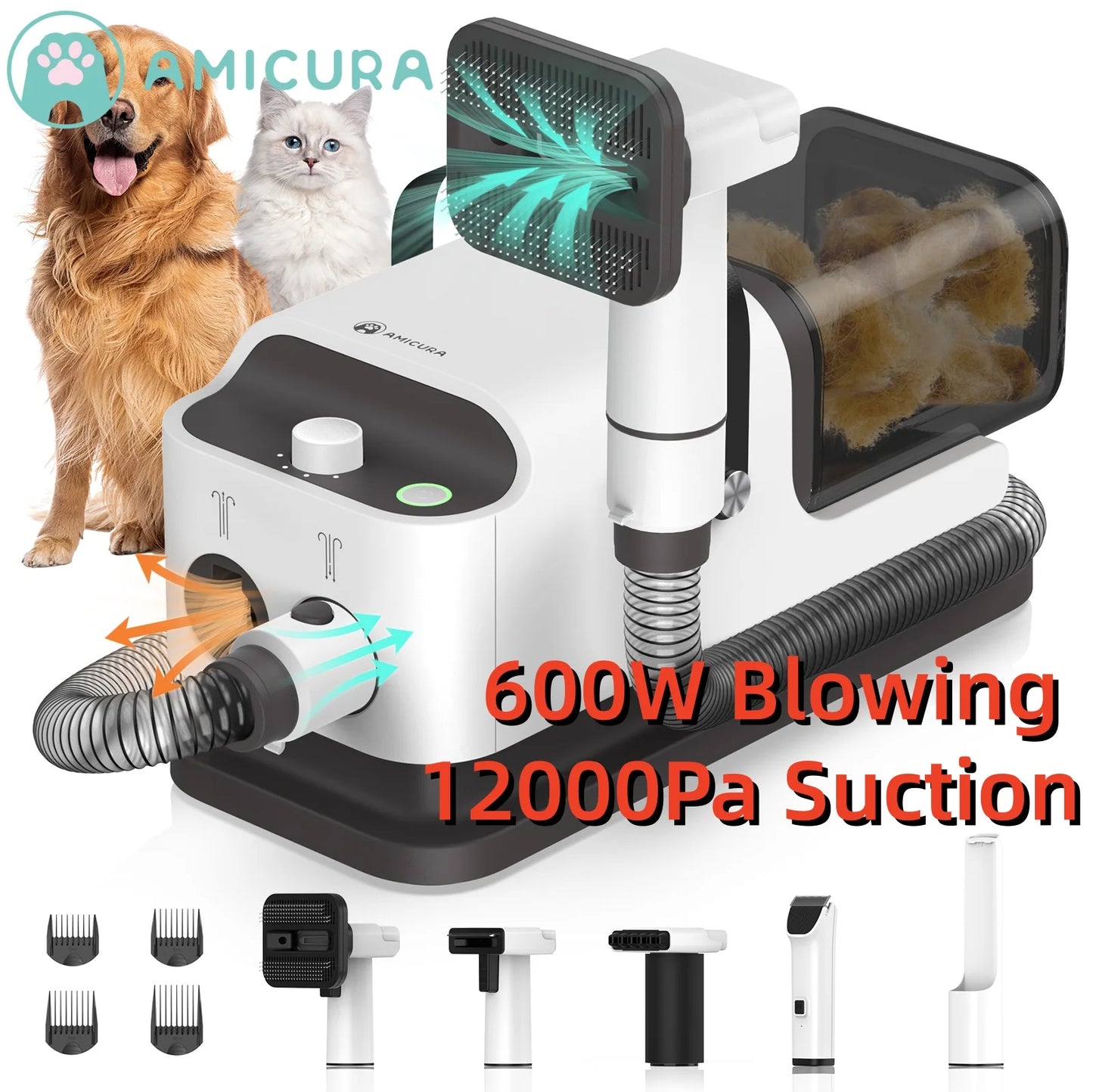 Amicura P1 Vacuum Cleaner And Hair Dryer Grooming Kit