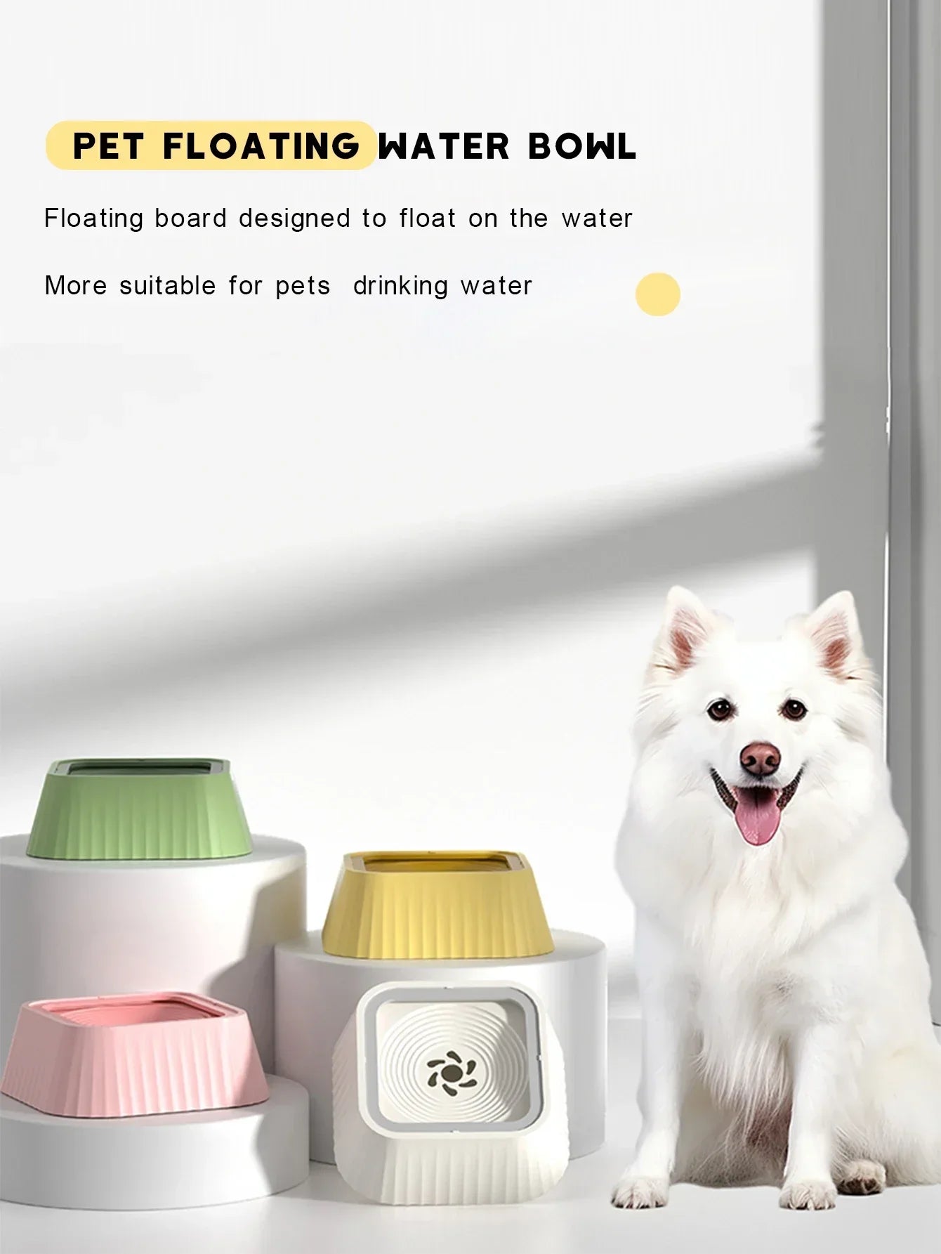 Pet Water Fountain With Floating Plates Anti Spill No Splash