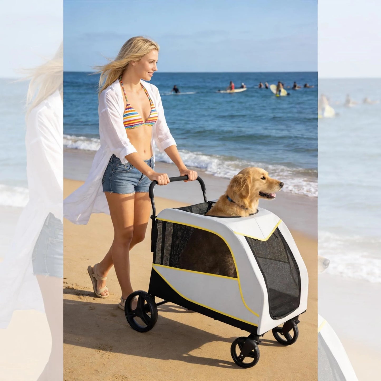 Large Dog Stroller With Lockable Wheels And Heavy Duty