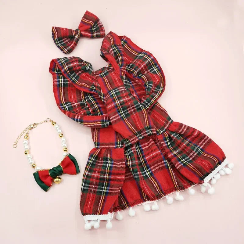 Guangdong Christmas Striped Dog Skirt Clothing Autumn Winter
