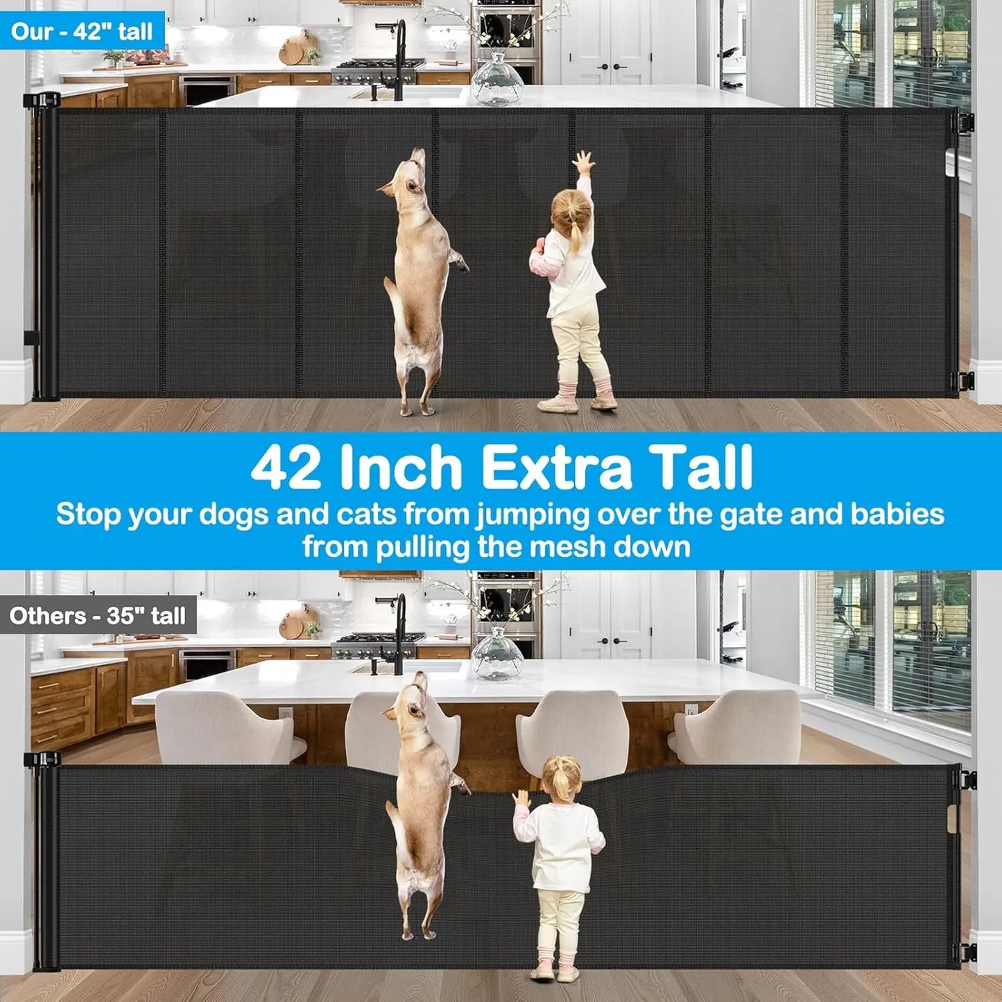 Dog Door Retractable Gate for Pets and Babies Indoor Outdoor