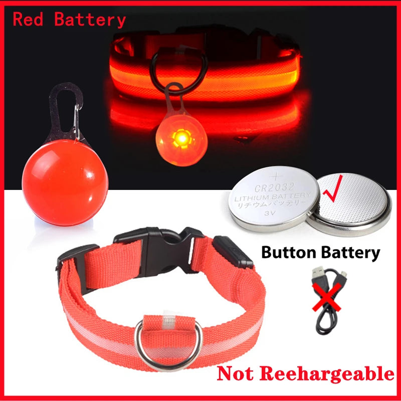 NONECN USB Charging Glowing Dog Collar With Pendant LED
