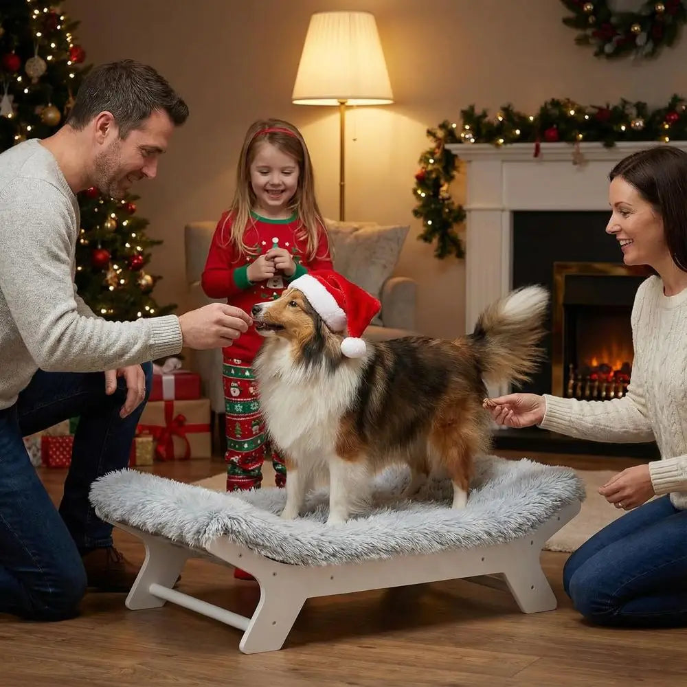 Wooden Dog Bed With Removable Cover And Egg Crate Foam
