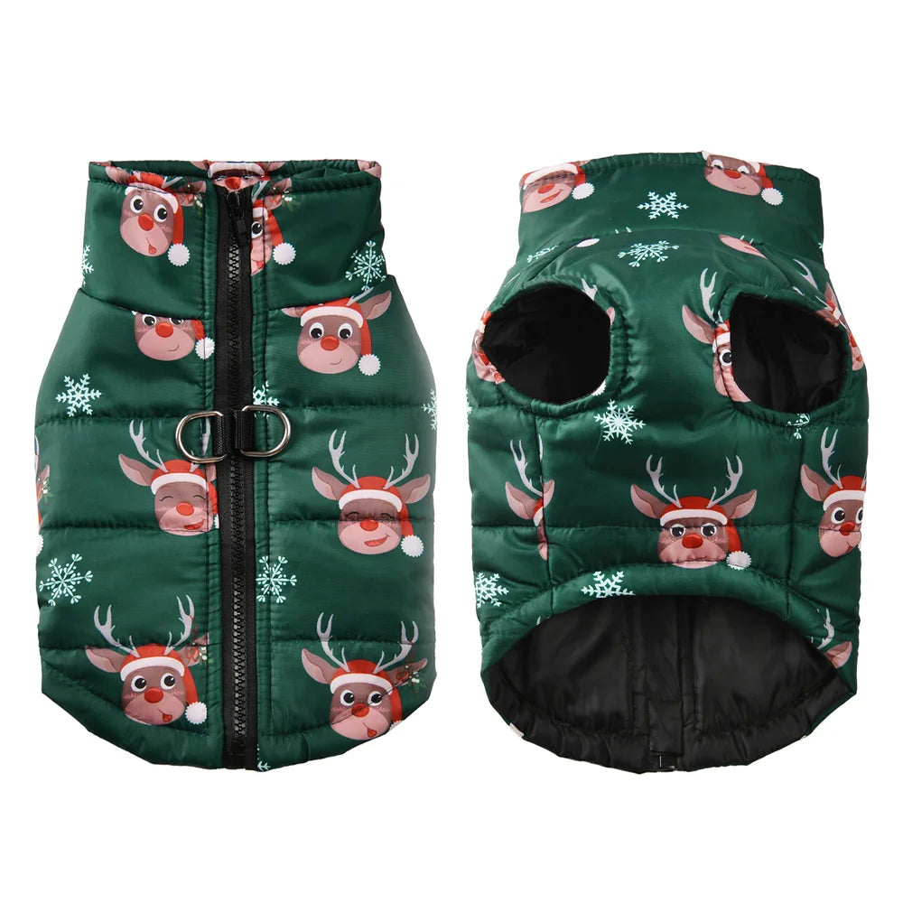 Winter Christmas Dog Costume With D Ring Snowman Print Dogs