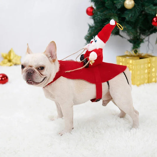 NONOR Santa Claus Dog Cat Christmas Costume Riding Cosplay Outfit