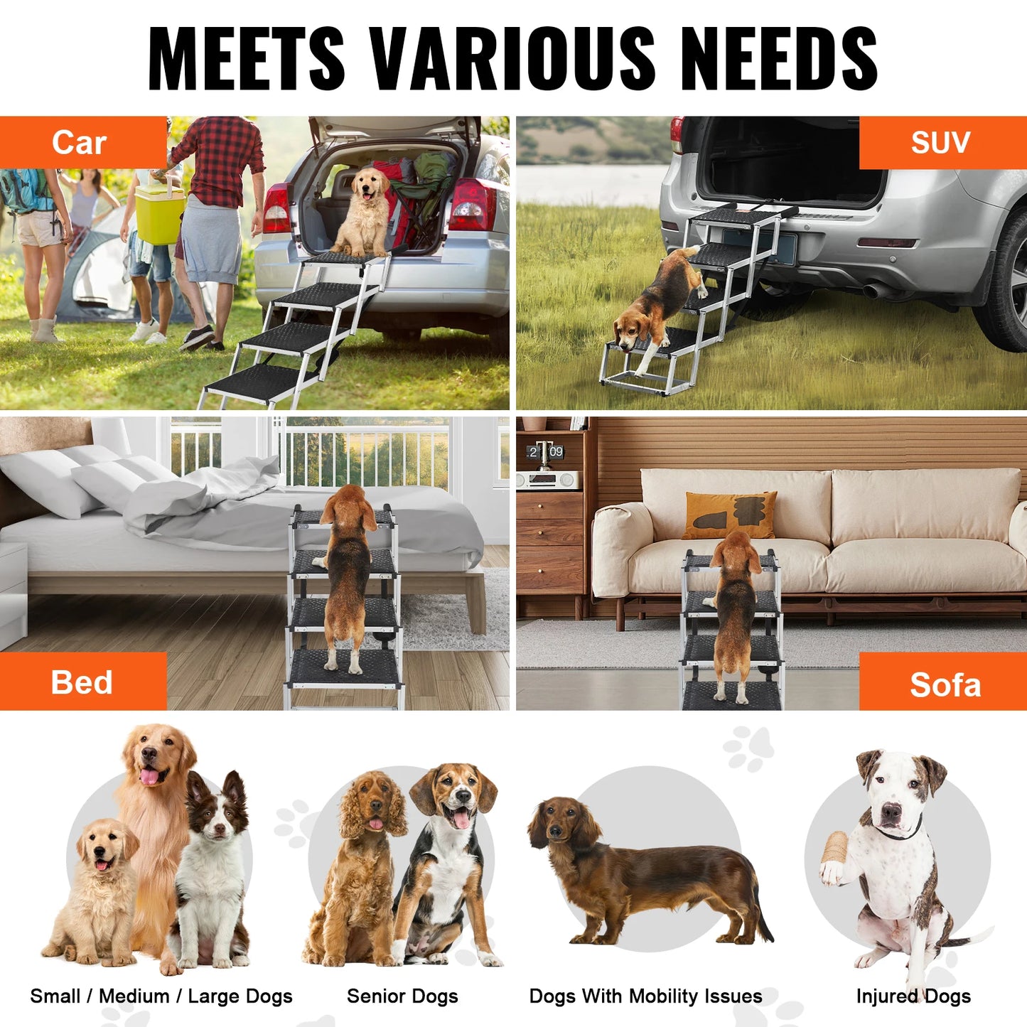 SucceBuy Folding Portable Dog Car Steps For SUV And Cars