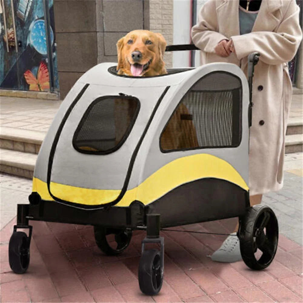 Universal Dog Stroller Buggy 4 Wheels With Breathable Mesh