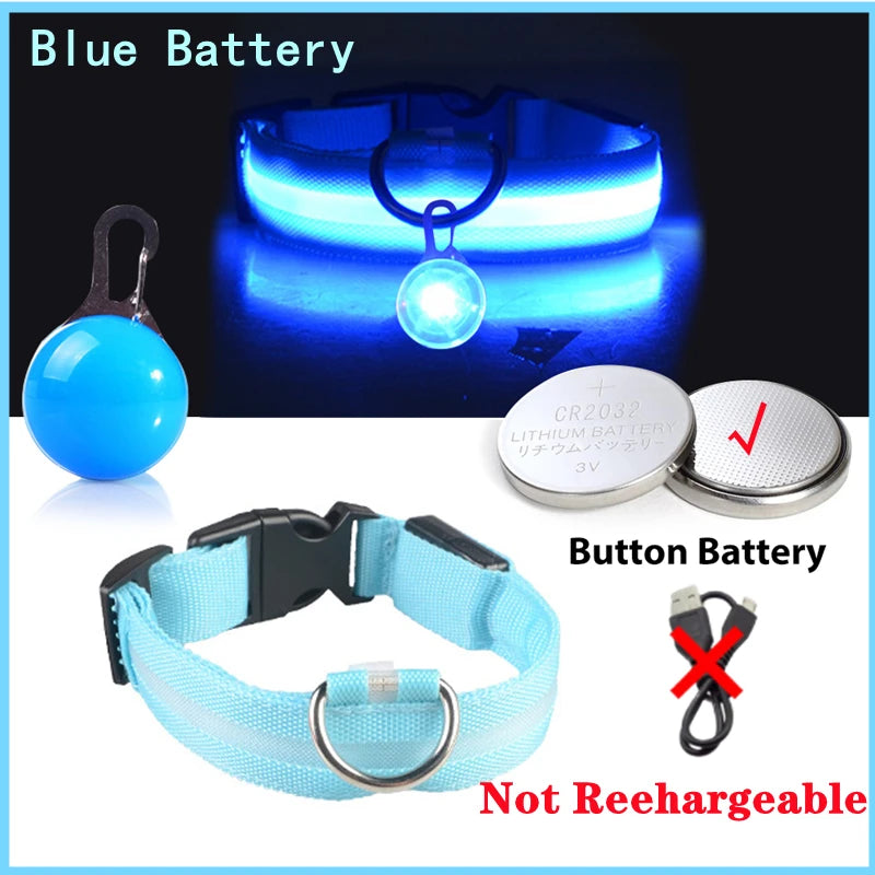 NONECN USB Charging Glowing Dog Collar With Pendant LED
