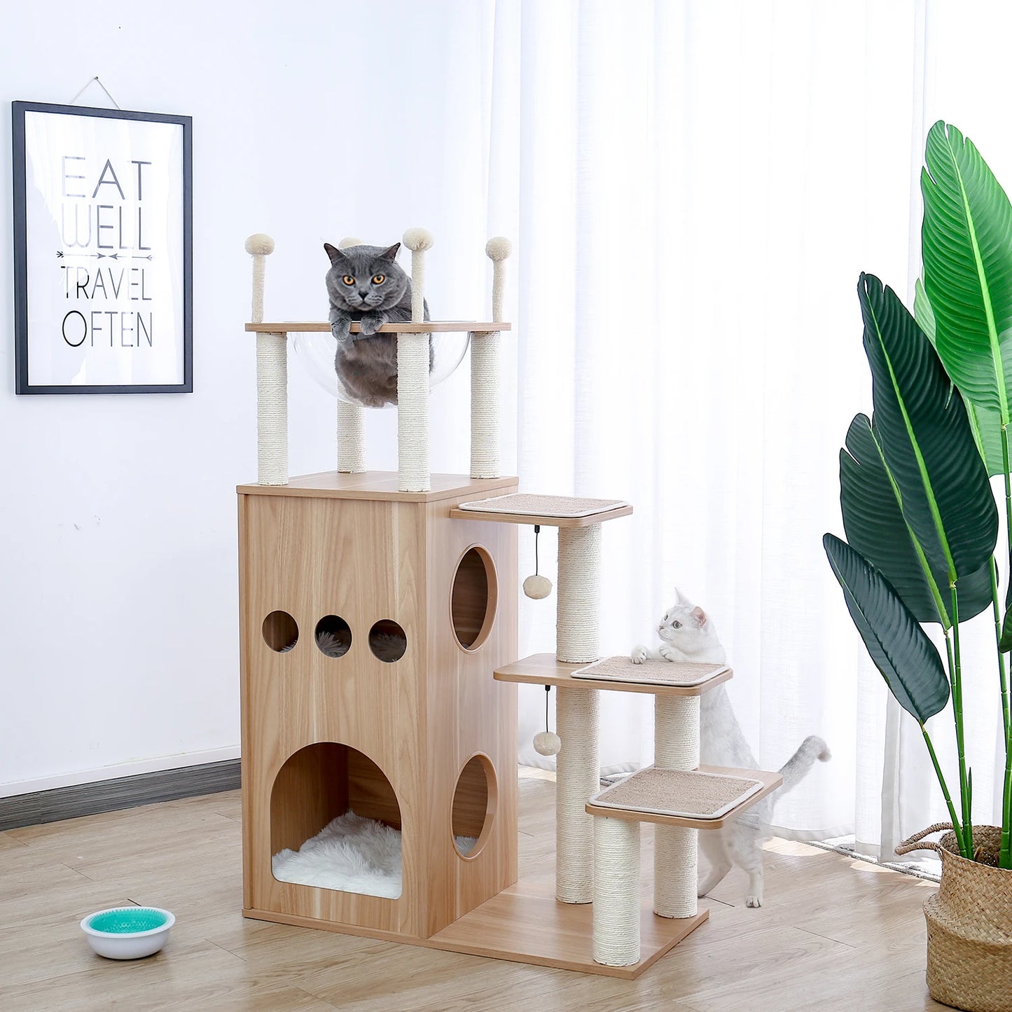 PAWZ Road Multi Level Cat Tree Wood Tower Scratching Posts