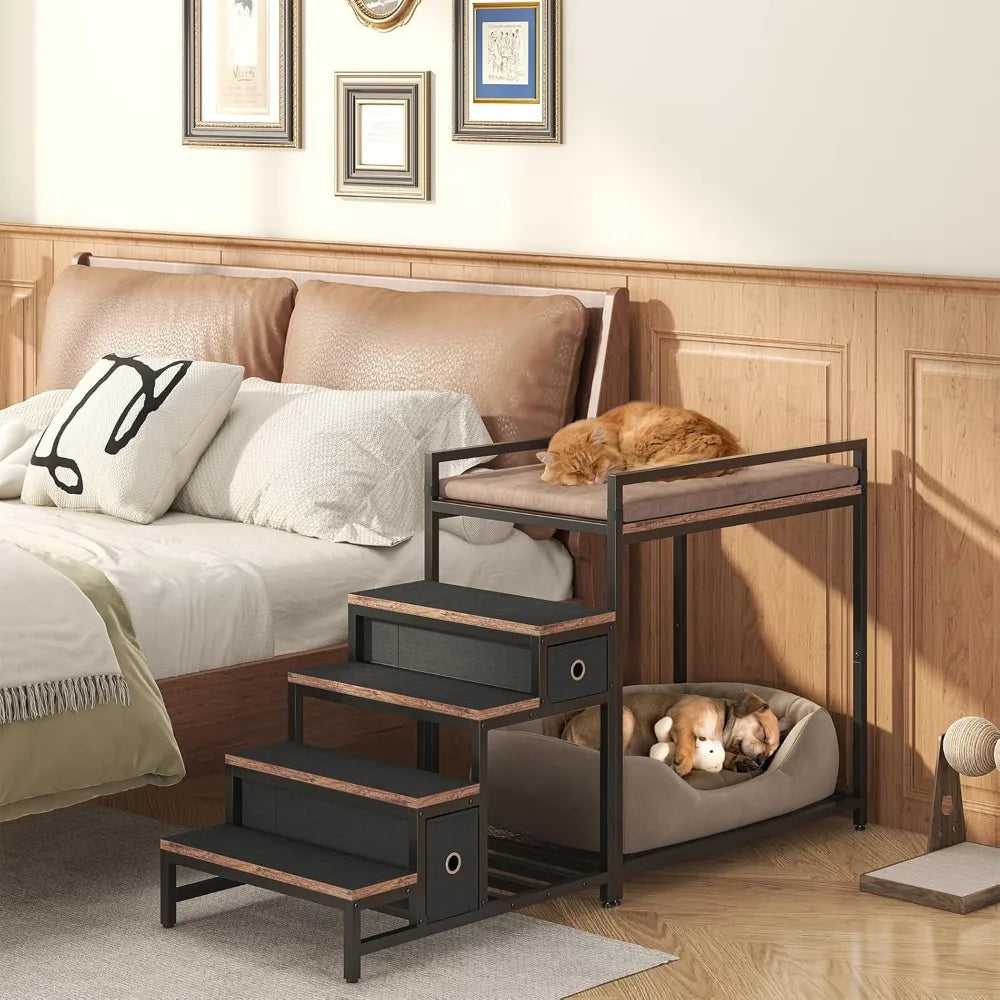 Pet Bunk Bed With Detachable Stairs And Window Perch