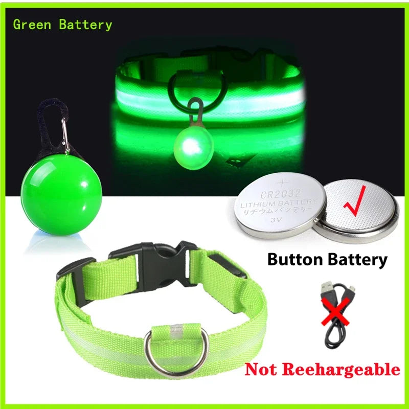 NONECN USB Charging Glowing Dog Collar With Pendant LED