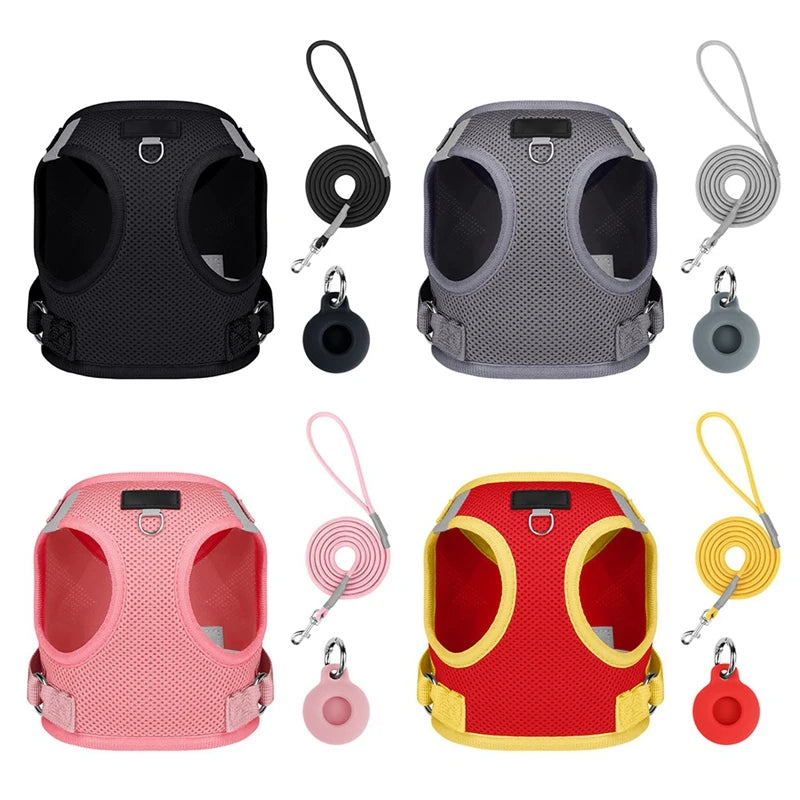 Pet Harness With AirTag Tracker And Leash Set