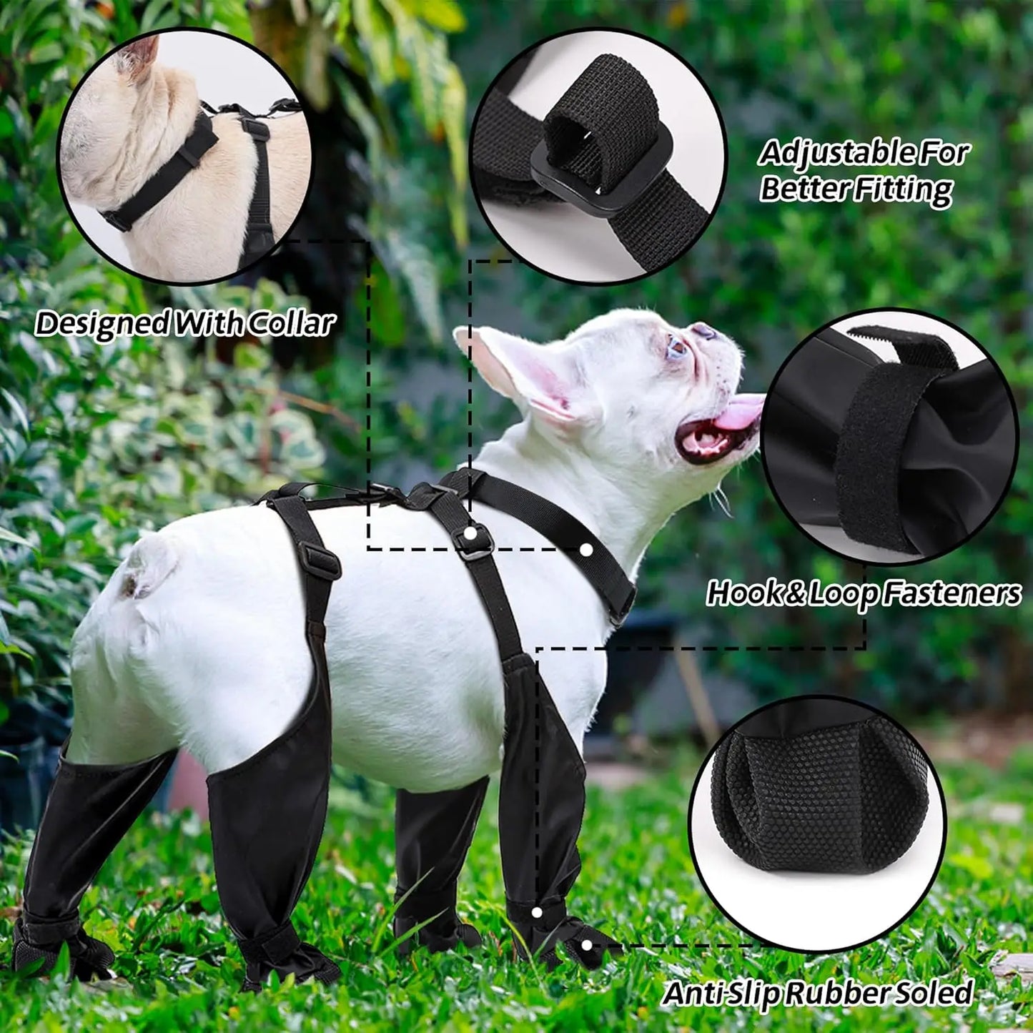 NONECN Outdoor Dog Boots Suspender Leggings Waterproof Paw Protectors