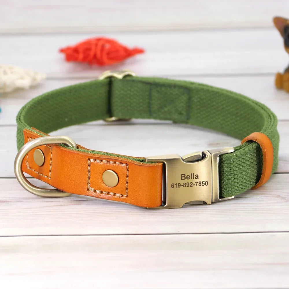 PET ARTIST Nylon Custom Dog Collar Leash With Personalized IDTag