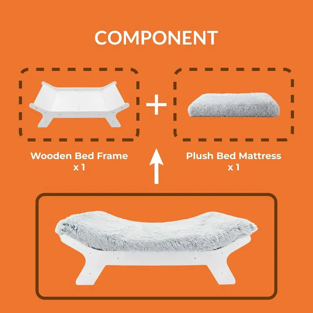 Wooden Dog Bed With Removable Cover And Egg Crate Foam