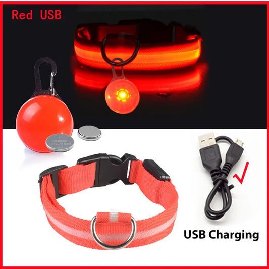 NONECN USB Charging Glowing Dog Collar With Pendant LED