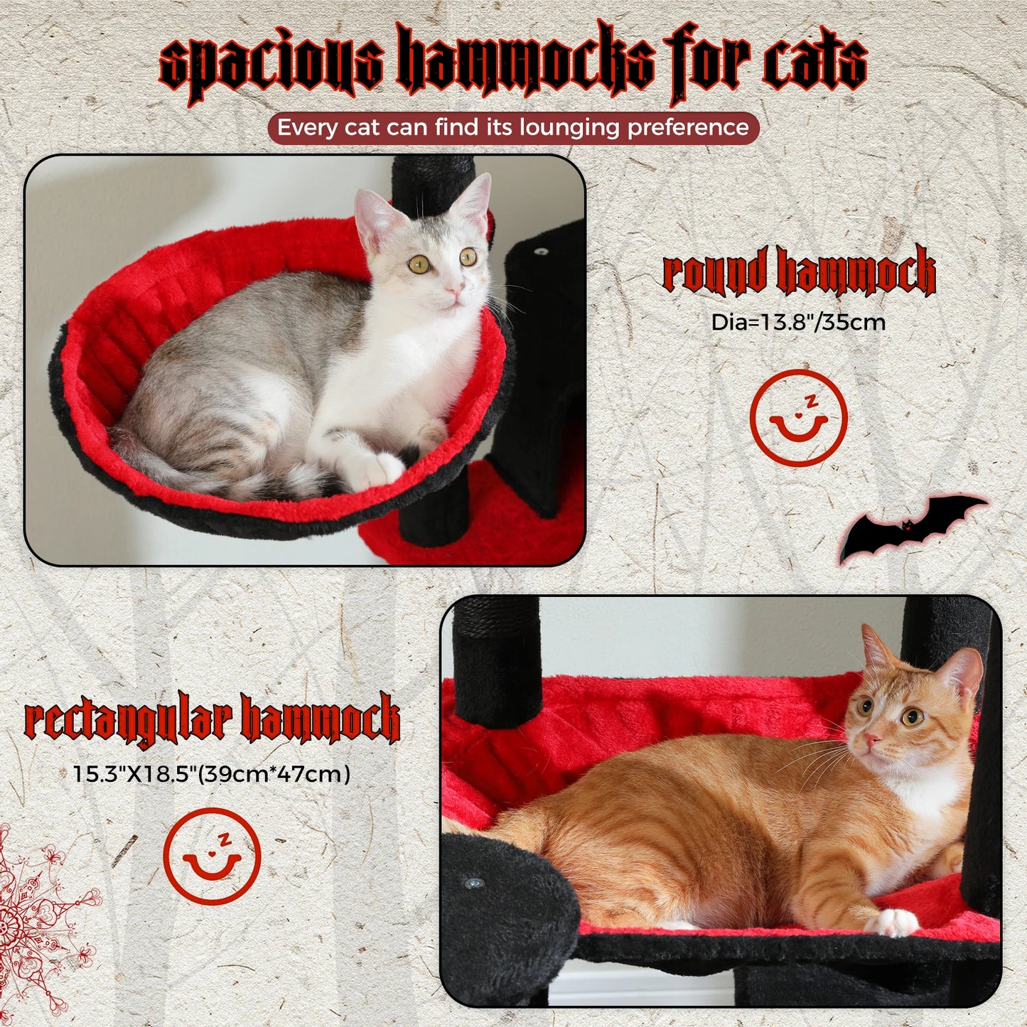 PAWZ Road Tall Cat Tree With Hammock And Scratching Posts