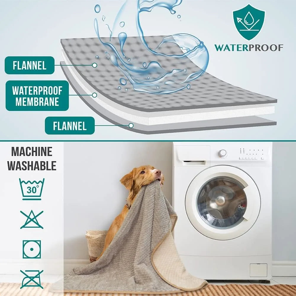 Waterproof Dog Blanket Fleece Pet Throw Sofa Cover Guard