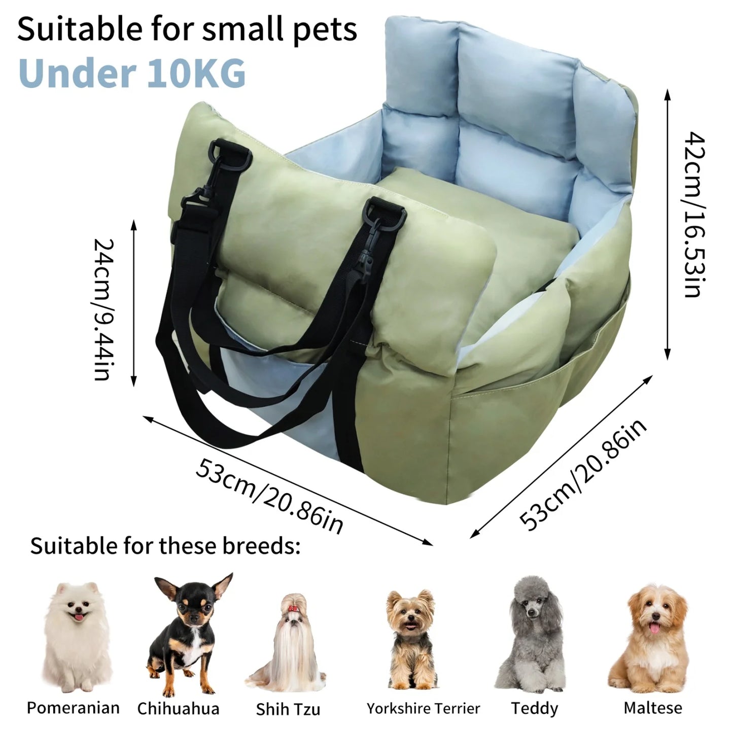 Small Dogs Car Seat Travel Bed With Safety Belt