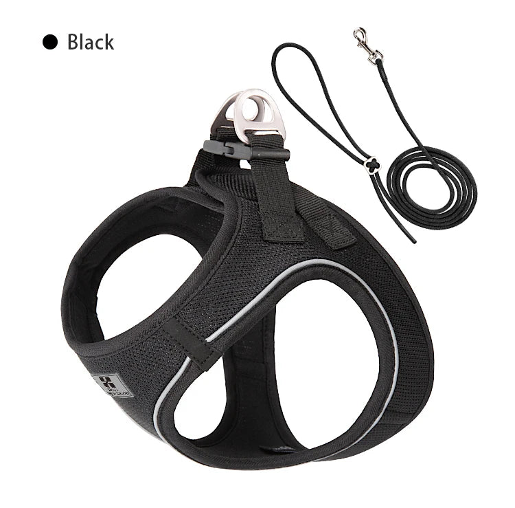 Small Combination Harness Leash Set Reflective Adjustable