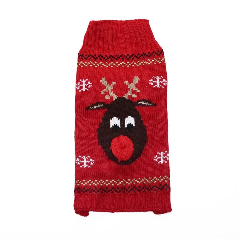 Winter Christmas Dog Sweater Coat Knit Striped Cartoon