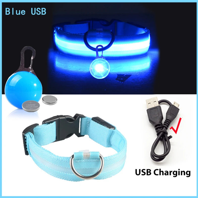 NONECN USB Charging Glowing Dog Collar With Pendant LED
