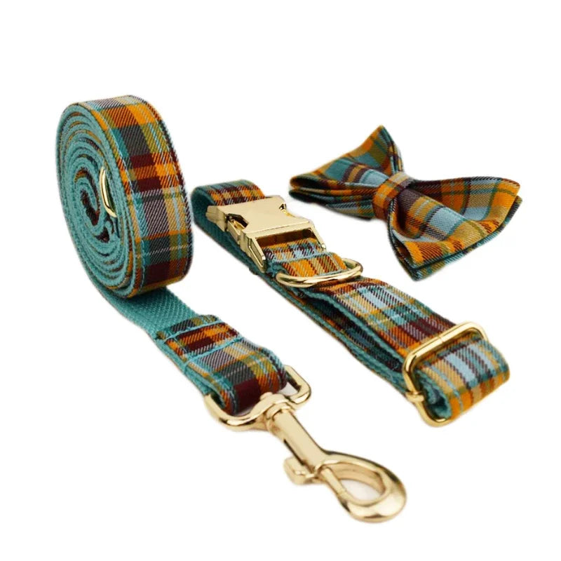 YTYINCN Personalized Dog Collar Leashes Harness Bow Set