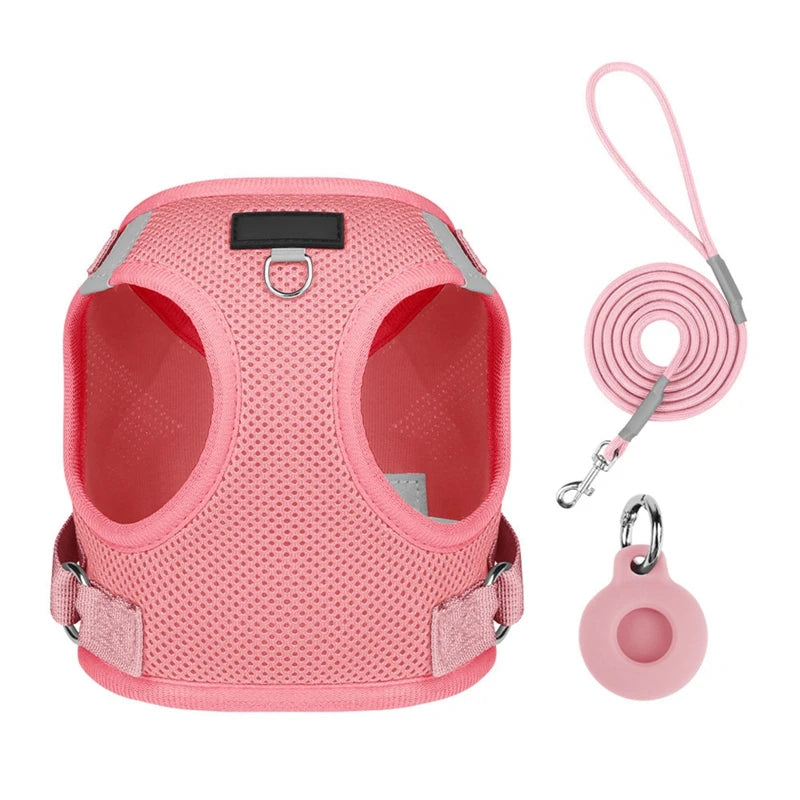 Pet Harness With AirTag Tracker And Leash Set