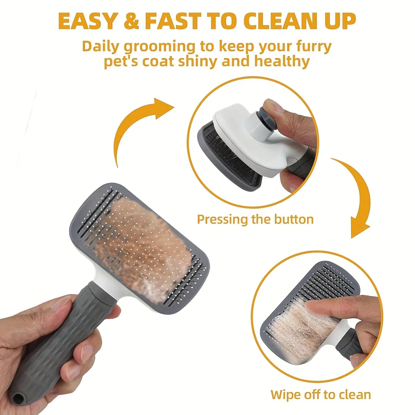 Dog Grooming Kit 8pc Self Cleaning Set With Nail Clippers
