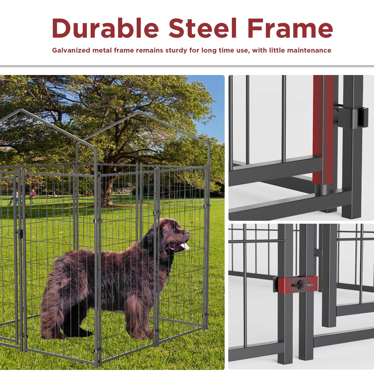 BINGOPAW Welded Wire Outdoor Dog Kennel With Cover