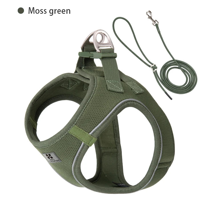 Small Combination Harness Leash Set Reflective Adjustable