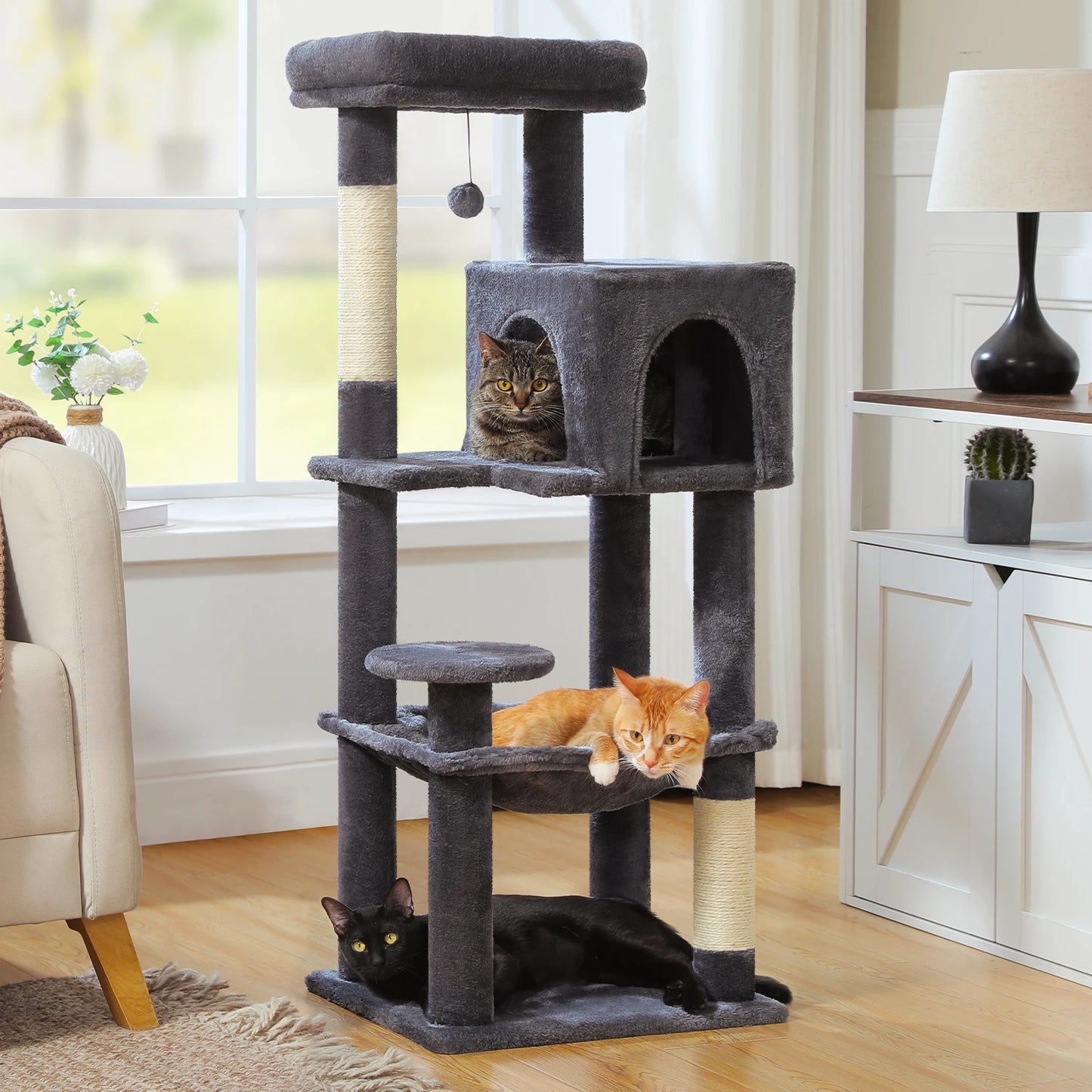 PEQULTICN 5 Level Cat Tree With Top Perch And Hammock