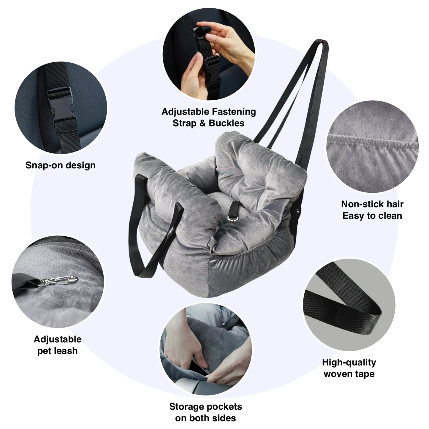 2-In-1 Dog Car Seat Carrier Bag With Detachable Booster Seat