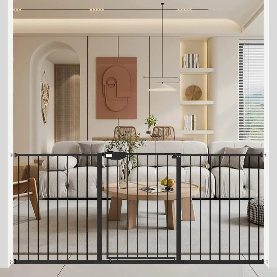 Dog Door Triple Lock Baby Gate Pressure Mounted Walk Through