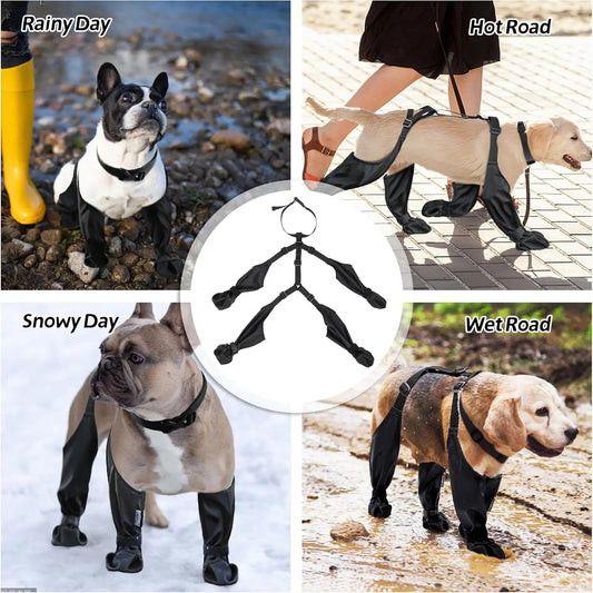 NONECN Outdoor Dog Boots Suspender Leggings Waterproof Paw Protectors