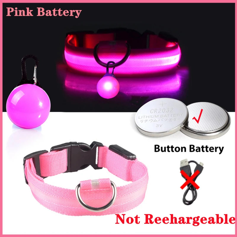 NONECN USB Charging Glowing Dog Collar With Pendant LED