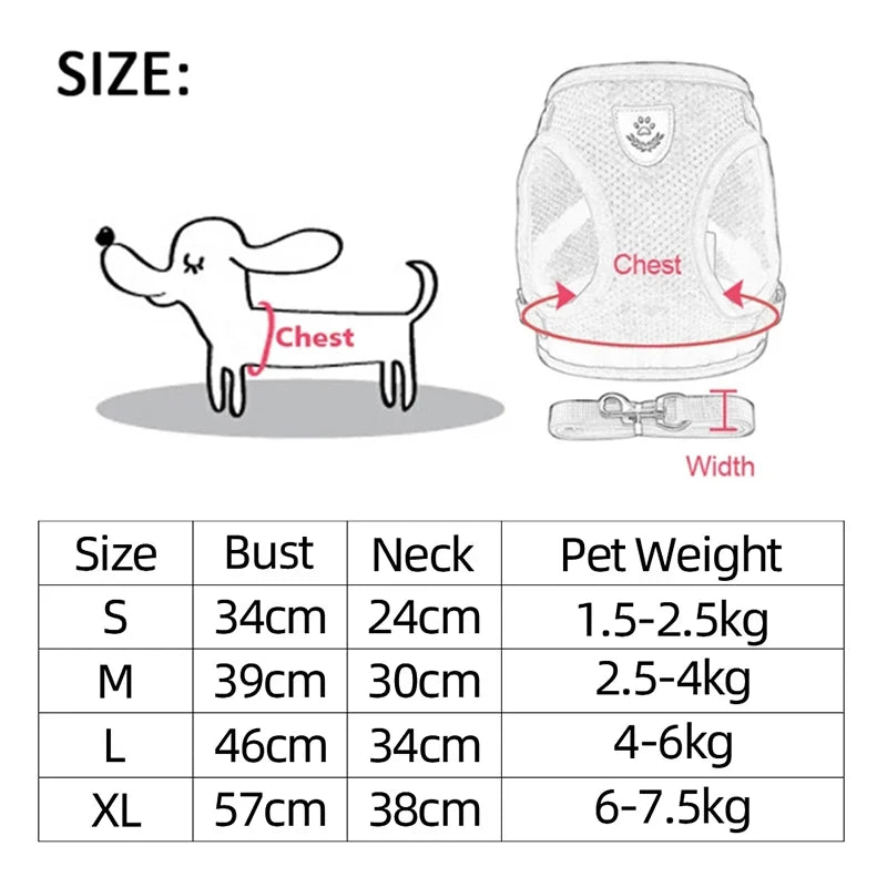 YTYINCN Dog Harness Vest Polyester Adjustable Mesh Leash