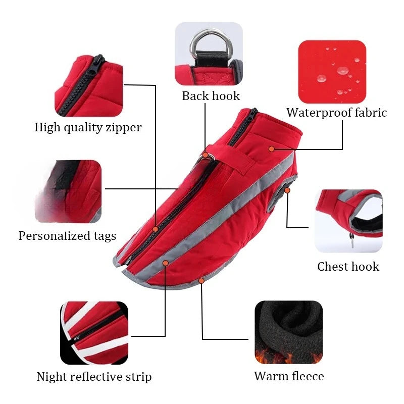 Zhejiang Waterproof Dog Jacket With Zipper Fleece Winter Coat