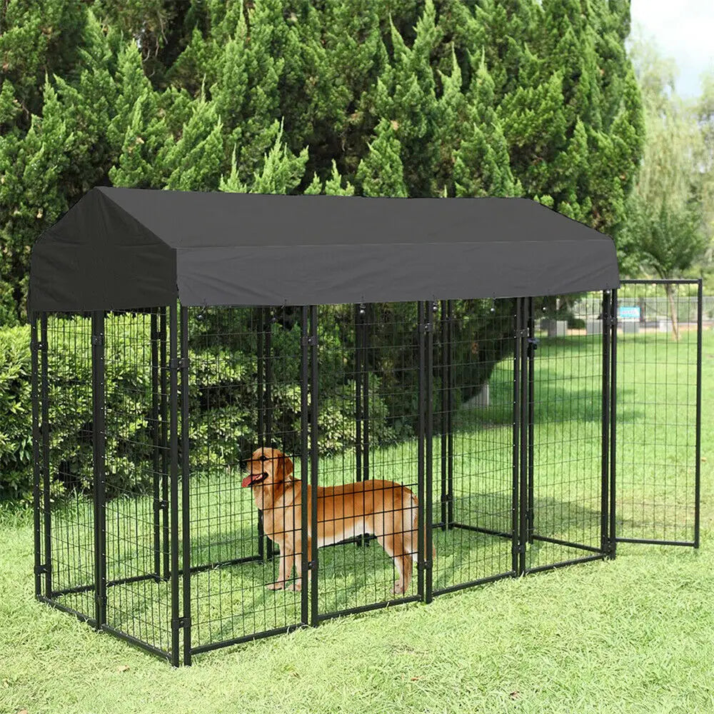 BINGOPAW Welded Wire Outdoor Dog Kennel With Cover