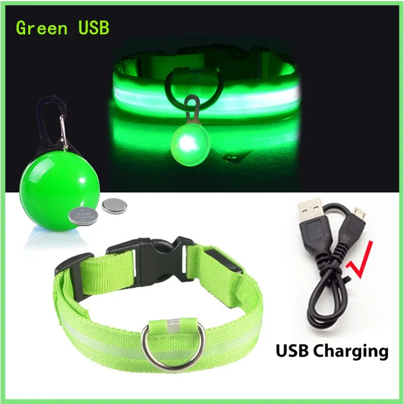 NONECN USB Charging Glowing Dog Collar With Pendant LED
