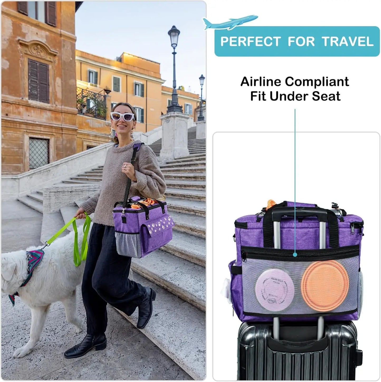 High-concerned Airline Approved Dog Travel Bag With Food Container Bowls