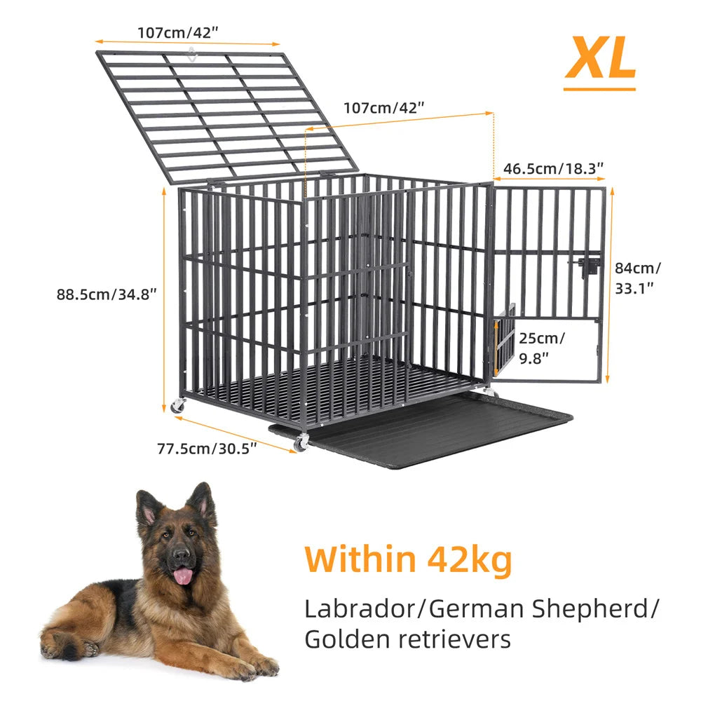 BORWARTH Heavy Duty Dog Crate Chew Resistant Metal Kennel