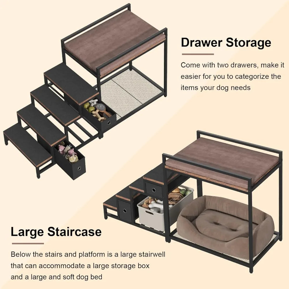 Pet Bunk Bed With Detachable Stairs And Window Perch