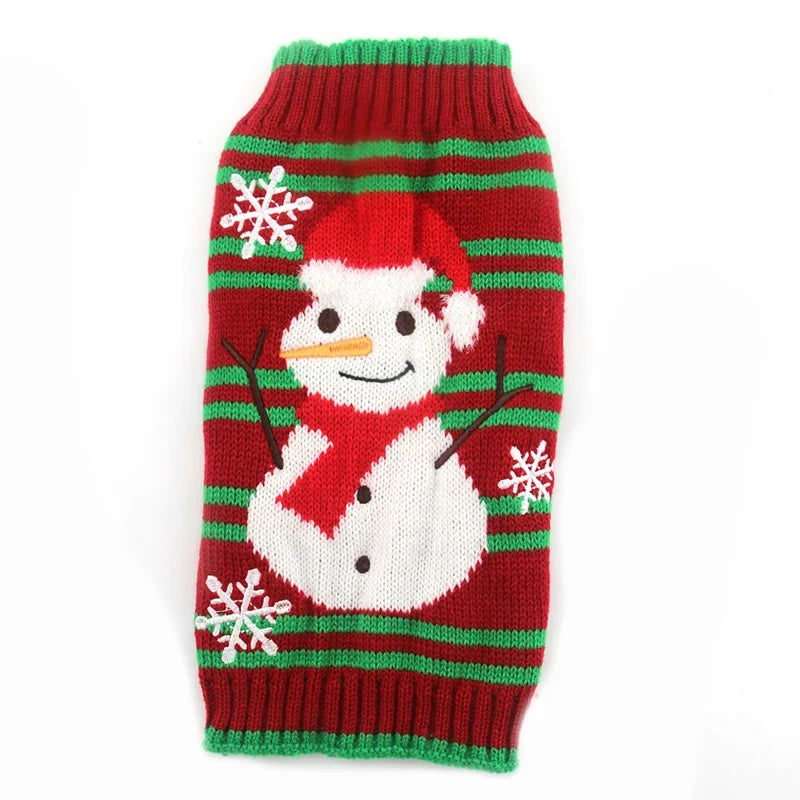 Winter Christmas Dog Sweater Coat Knit Striped Cartoon