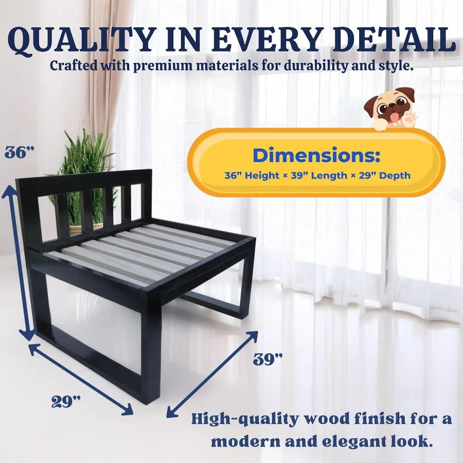 Wooden Dog Bed Frame With Adjustable Legs And Raised Bunk