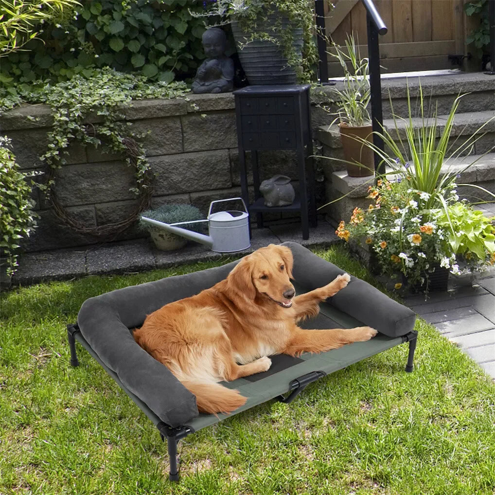BINGOPAW Outdoor Elevated Dog Bed Mesh Lounger for Camping