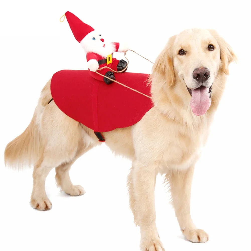 NONOR Santa Claus Dog Cat Christmas Costume Riding Cosplay Outfit
