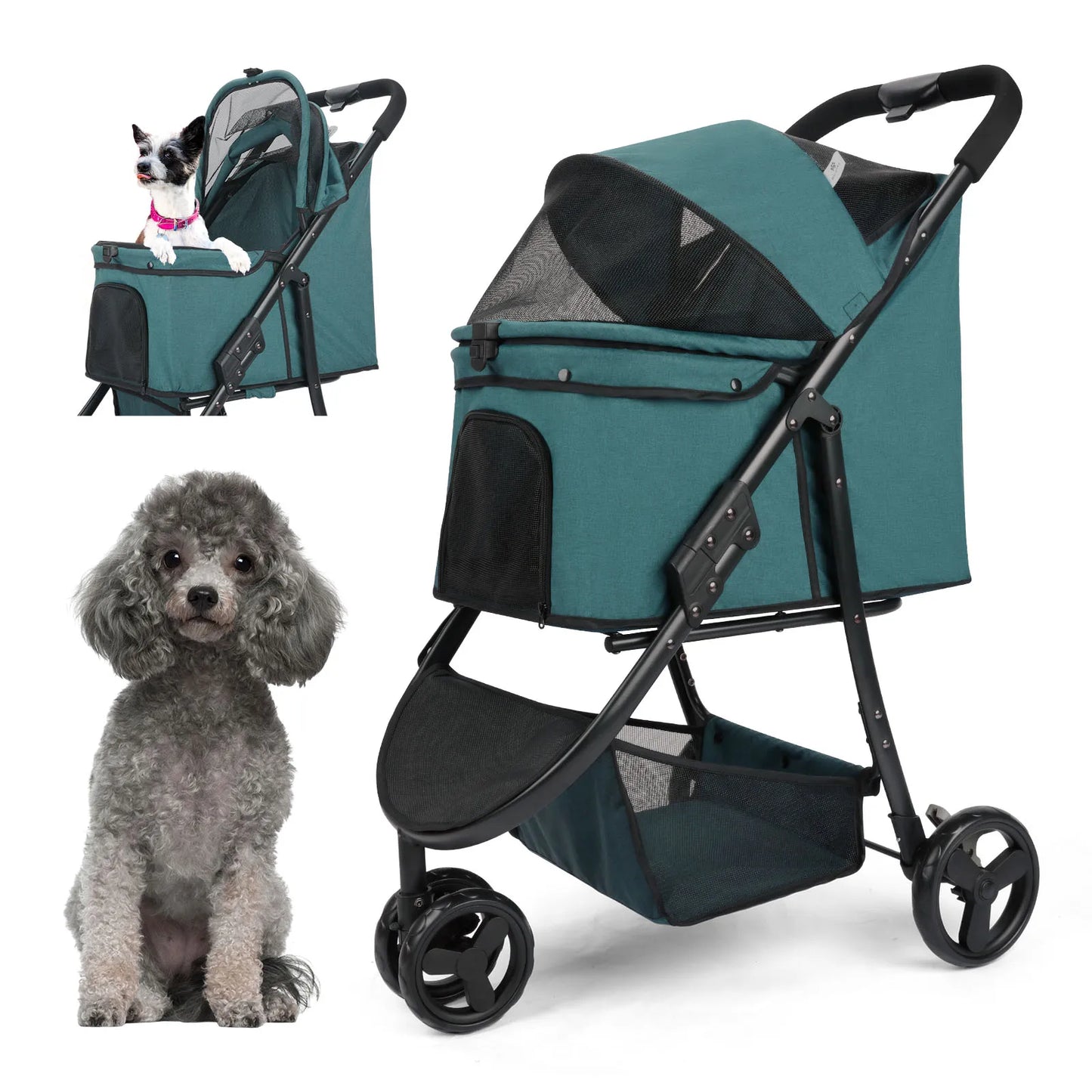 Wedyvko Pet Stroller Bag Travel Foldable 3-Wheel Carrier